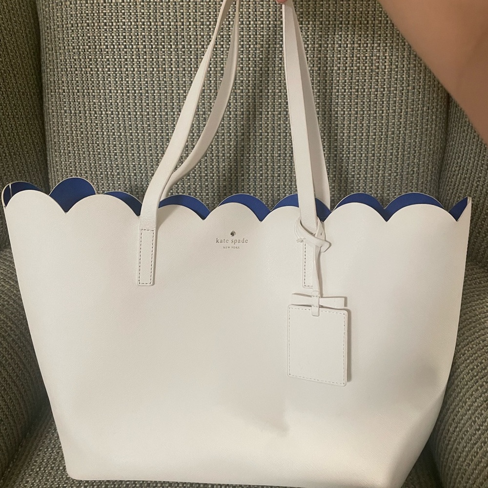 Kate Spade White and Blue Tote Bag